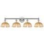 Bristol Natural II 12" High 4-Light Nickel Vanity Light w/ Natural Shade
