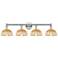 Bristol Natural II 12" High 4-Light Nickel Vanity Light w/ Natural Shade