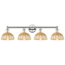 Bristol Natural II 12" High 4-Light Nickel Vanity Light w/ Natural Shade