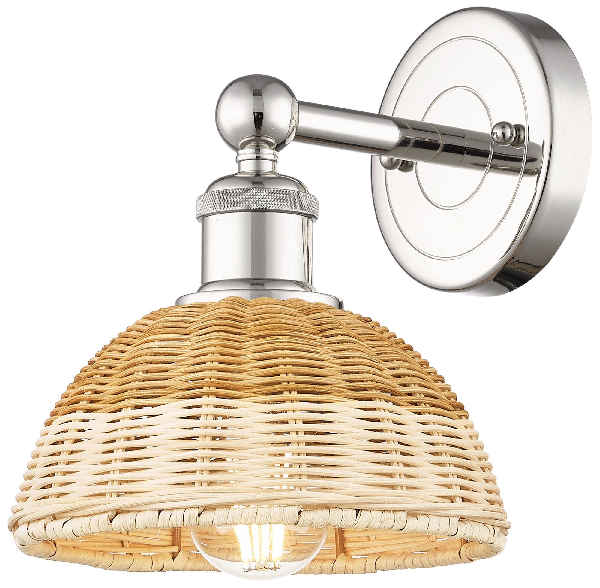 Bristol Natural II 12" High Polished Nickel Sconce w/ Natural Shade