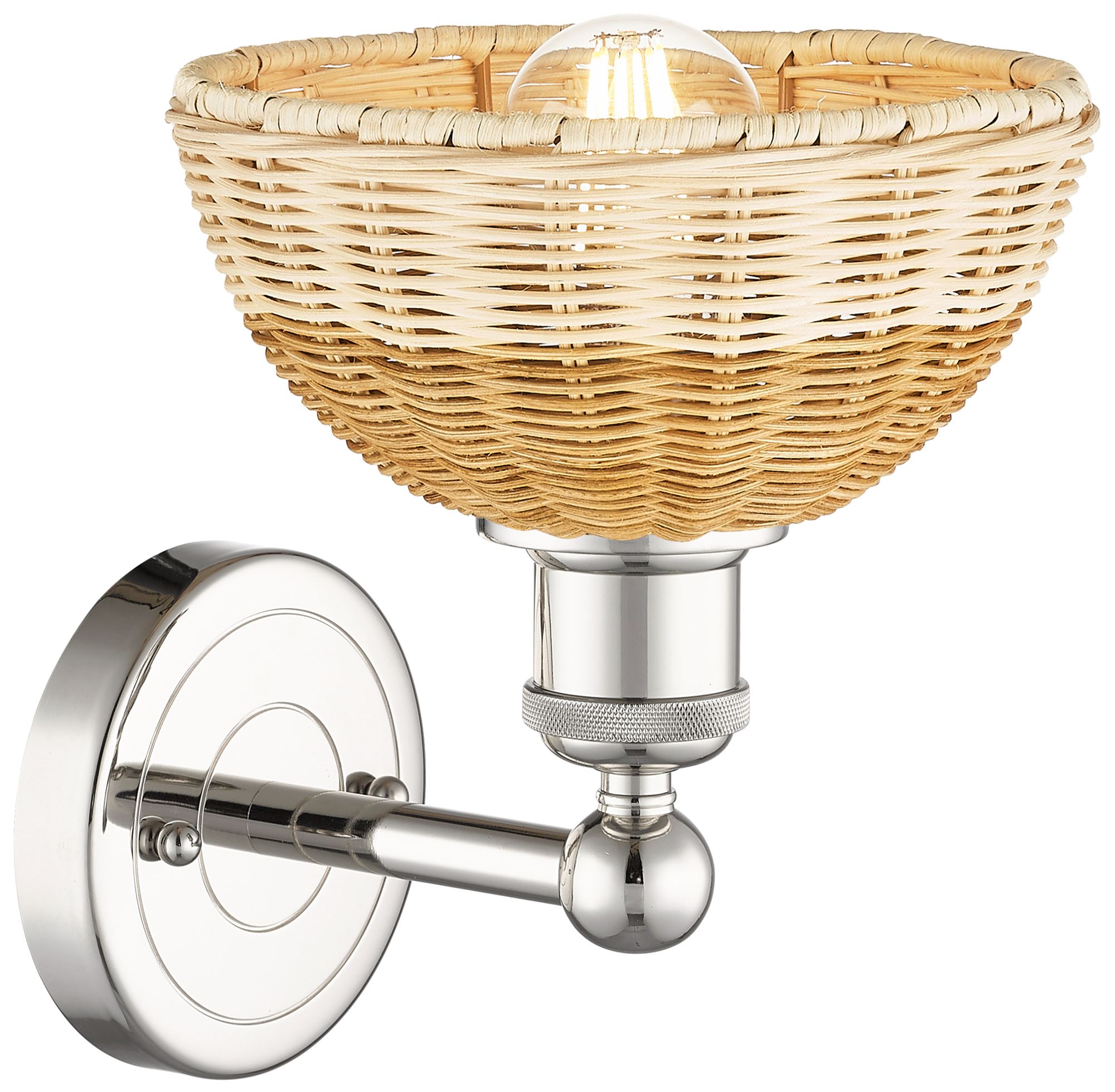 Image 2 Bristol Natural II 12" High Polished Nickel Sconce w/ Natural Shade more views