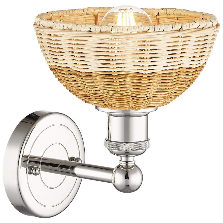 Image 2 Bristol Natural II 12" High Polished Nickel Sconce w/ Natural Shade more views