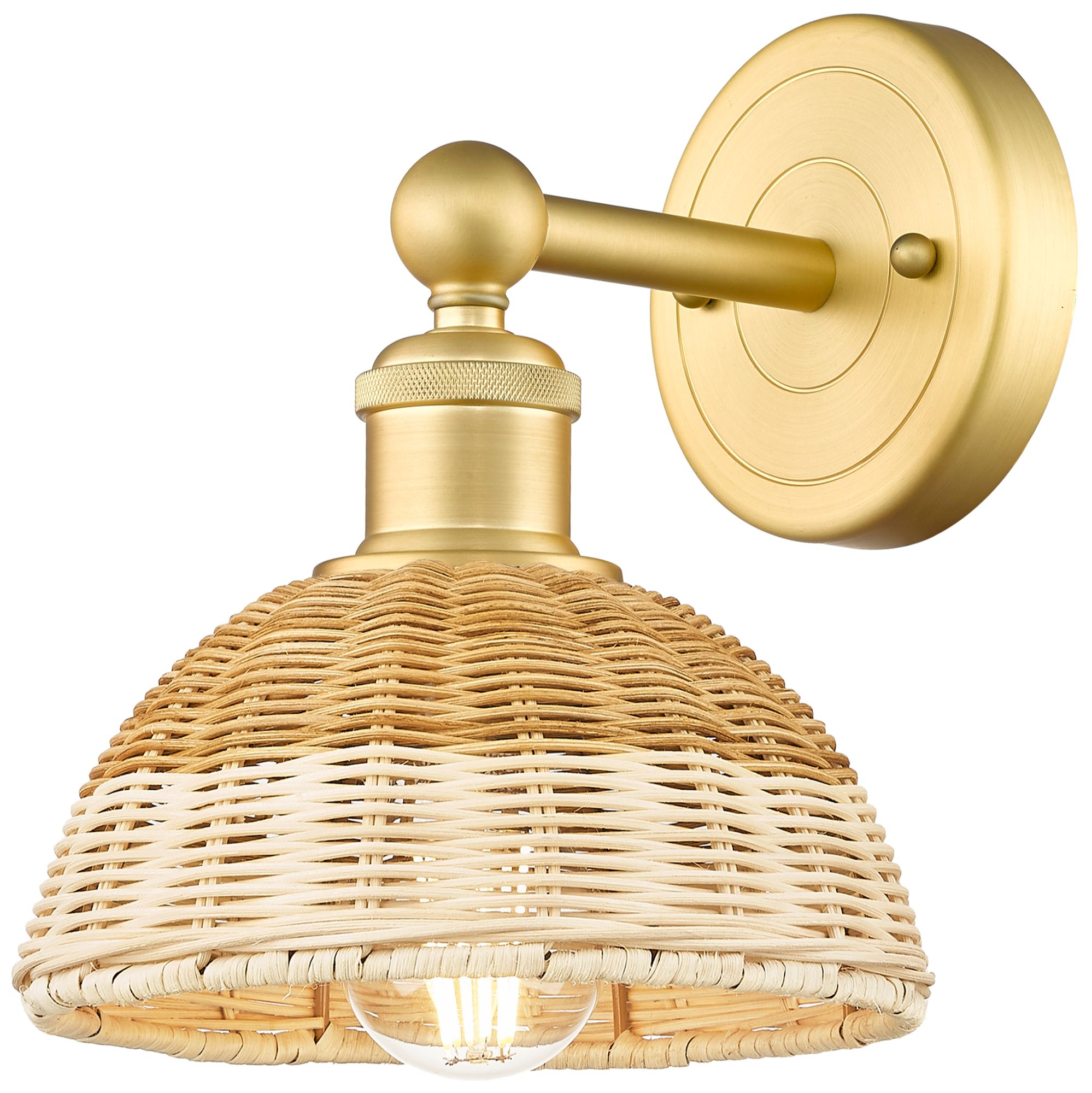 Bristol Natural II 12" High Satin Gold Sconce w/ Natural Shade