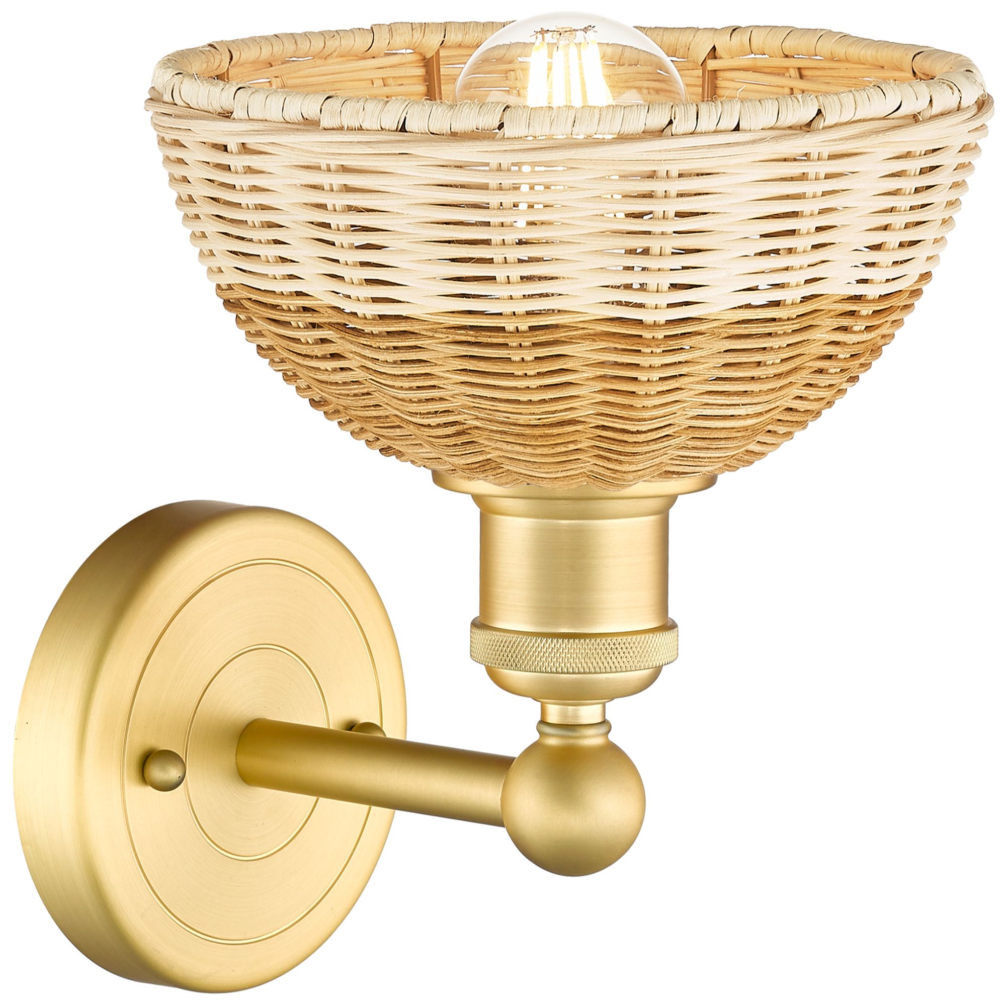 Image 2 Bristol Natural II 12" High Satin Gold Sconce w/ Natural Shade more views
