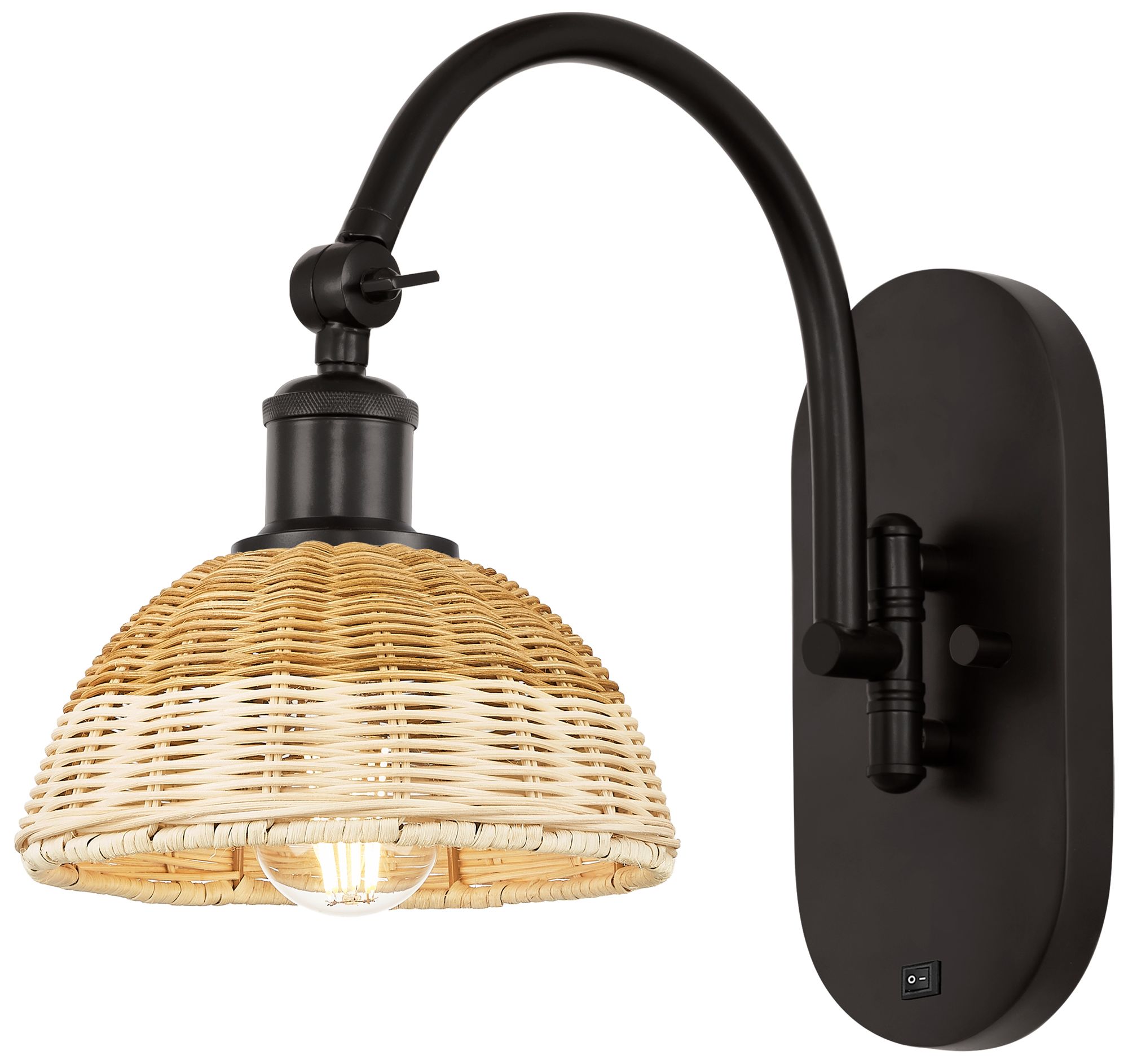 Bristol Natural II 14" High Bronze Swiveling Sconce w/ Natural Shade