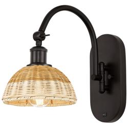 Bristol Natural II 14" High Bronze Swiveling Sconce w/ Natural Shade