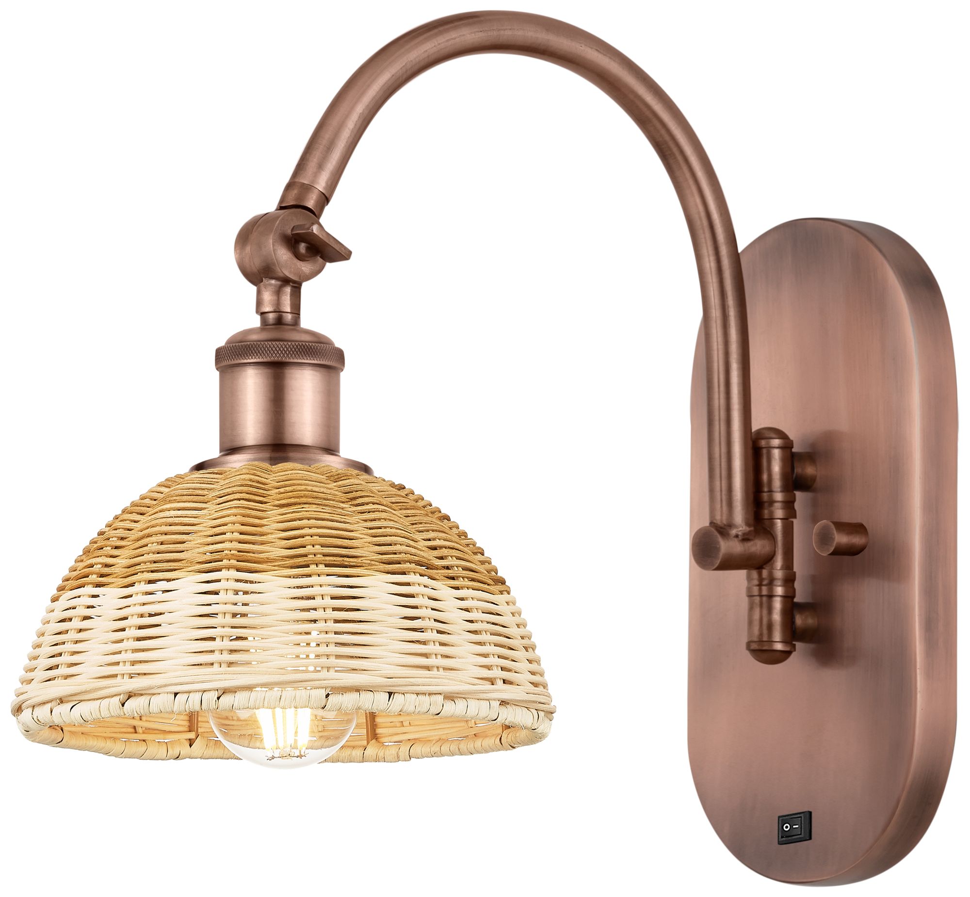 Bristol Natural II 14" High Copper Swiveling Sconce w/ Natural Shade