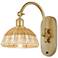Bristol Natural II 14" High Satin Gold Swiveling Sconce w/ Natural Shade