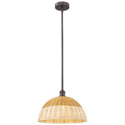 Bristol Natural II 15.75"W Oil Rubbed Bronze Mini Pendant w/ Natural Shade
