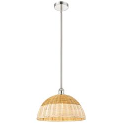 Bristol Natural II 15.75"W Polished Nickel Mini Pendant w/ Natural Shade