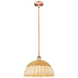 Bristol Natural II 15.75" Wide Antique Copper Mini Pendant w/ Natural Shade