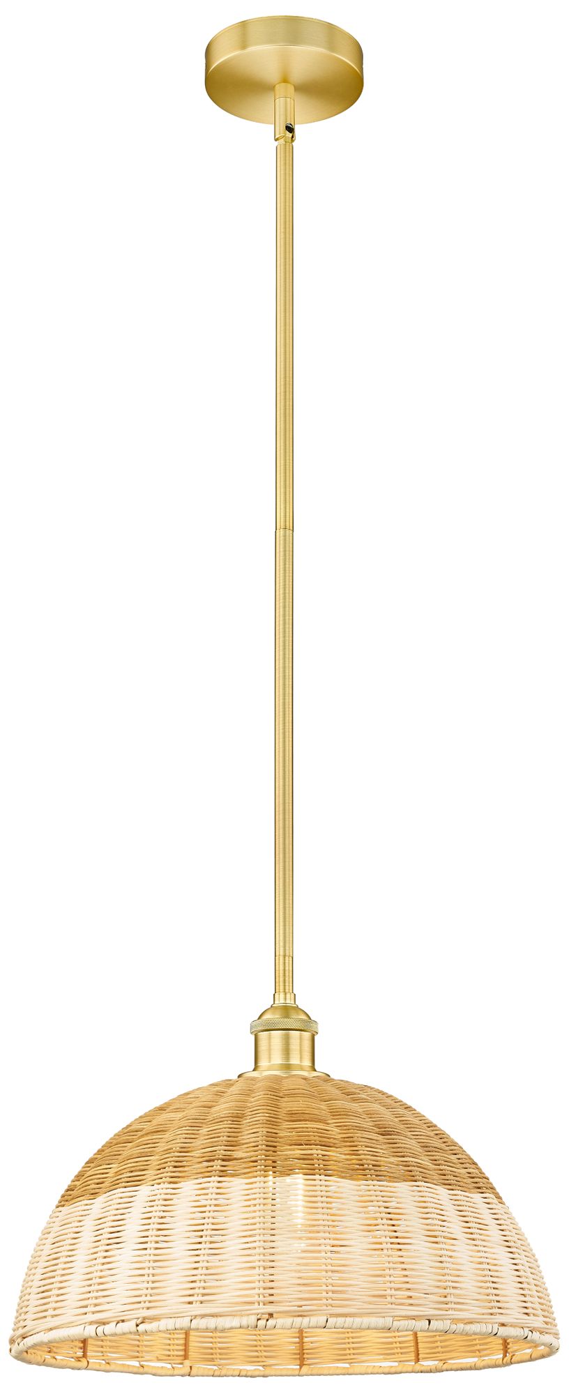 Bristol Natural II 15.75" Wide Satin Gold Mini Pendant w/ Natural Shade