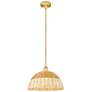 1_Bristol Natural II 15.75" Wide Satin Gold Mini Pendant w/ Natural Shade