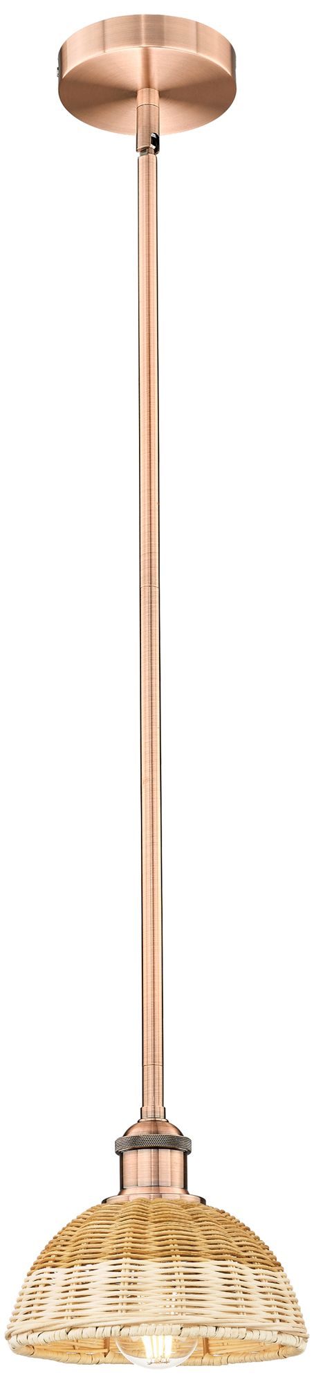 Bristol Natural II 7.5" Wide Antique Copper Mini Pendant w/ Natural Shade