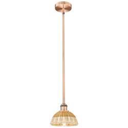 Bristol Natural II 7.5" Wide Antique Copper Mini Pendant w/ Natural Shade