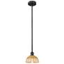 1_Bristol Natural II 7.5" Wide Matte Black Mini Pendant w/ Natural Shade