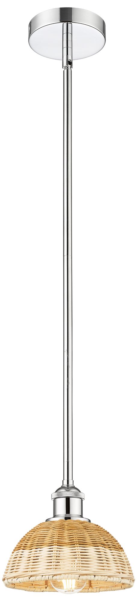 Bristol Natural II 7.5" Wide Polished Chrome Mini Pendant w/ Natural Shade