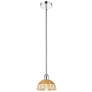 1_Bristol Natural II 7.5" Wide Polished Chrome Mini Pendant w/ Natural Shade