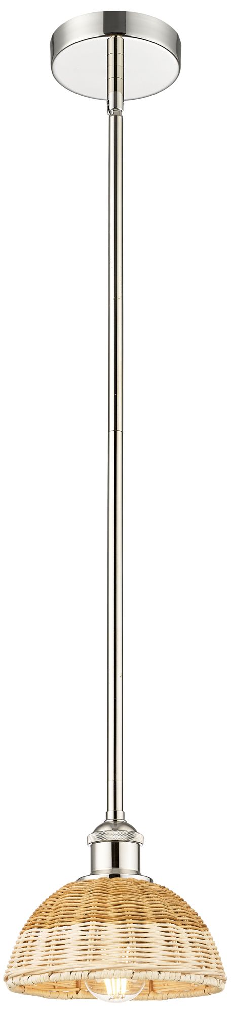Bristol Natural II 7.5" Wide Polished Nickel Mini Pendant w/ Natural Shade
