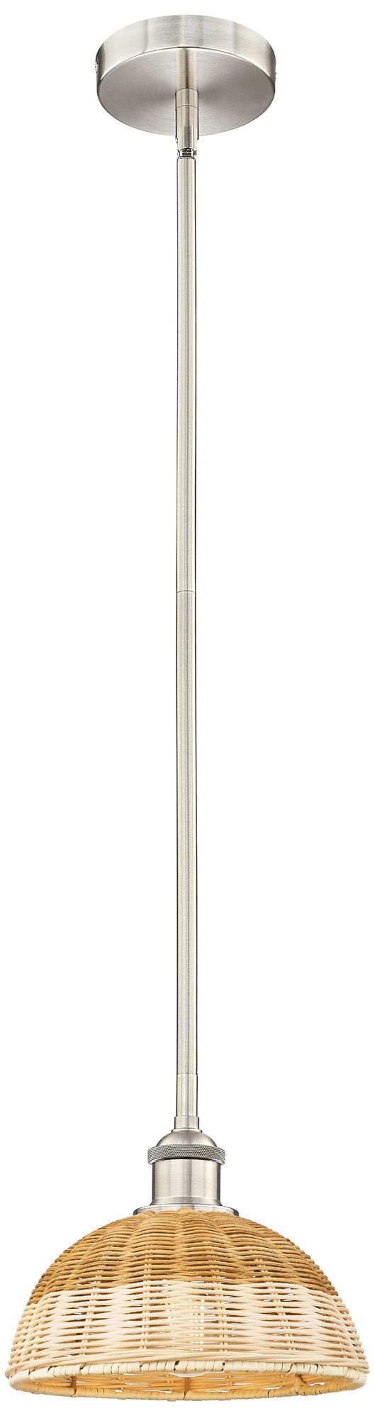 Bristol Natural II 9"W Brushed Satin Nickel Mini Pendant w/ Natural Shade