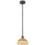 1_Bristol Natural II 9" Wide Oil Rubbed Bronze Mini Pendant w/ Natural Shade