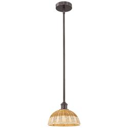 Bristol Natural II 9" Wide Oil Rubbed Bronze Mini Pendant w/ Natural Shade
