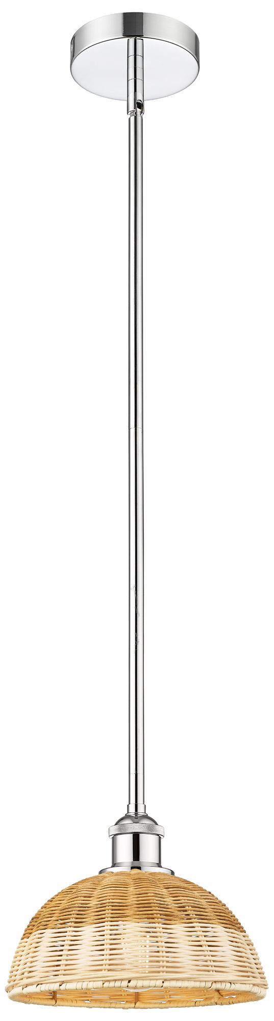 Bristol Natural II 9" Wide Polished Chrome Mini Pendant w/ Natural Shade