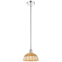 Bristol Natural II 9" Wide Polished Chrome Mini Pendant w/ Natural Shade
