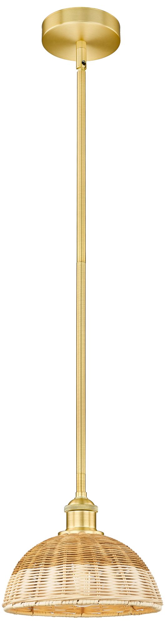 Bristol Natural II 9" Wide Satin Gold Mini Pendant w/ Natural Shade