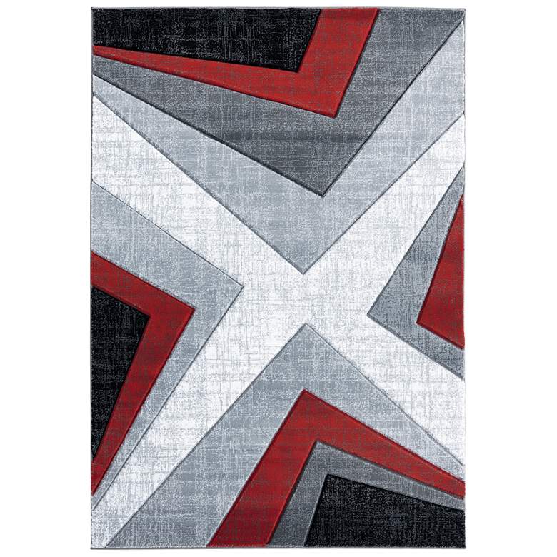 Image 2 Bristol Zine 10030 5'3"x7'6" Red Gray Rectangular Area Ru