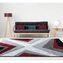 1_Bristol Zine 10030 5'3"x7'6" Red Gray Rectangular Area Ru