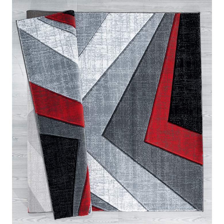 Image 5 Bristol Zine 10030 5'3"x7'6" Red Gray Rectangular Area Ru more views