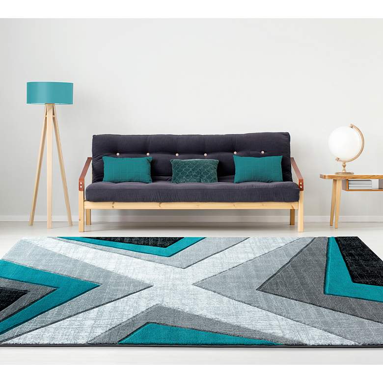 Image 1 Bristol Zine 10069 5'3"x7'6" Turquoise Rectangular Area R