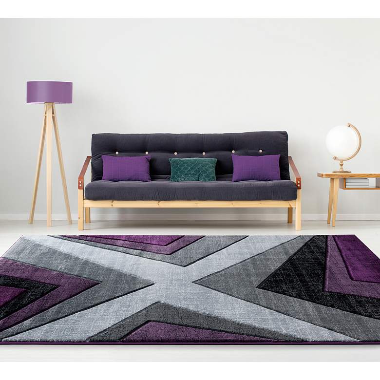 Image 1 Bristol Zine 10082 5'3"x7'6" Plum Gray Rectangular Area R