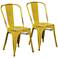 Bristow Set of 2 Antique Yellow Metal Dining Chairs
