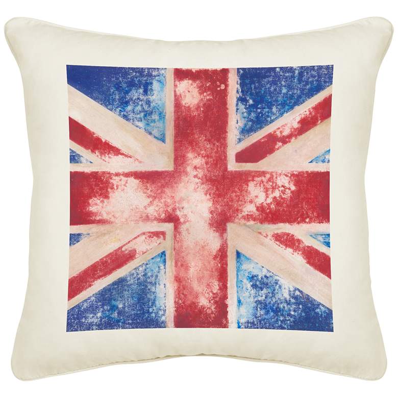 Image 1 British Flag Cream Canvas 18 inch Square Pillow