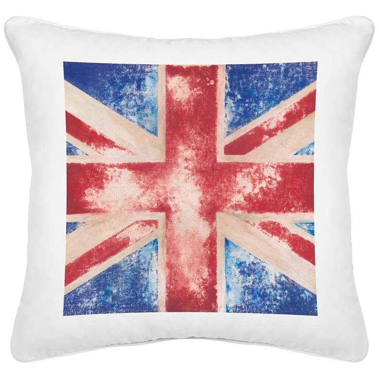 Image 1 British Flag White Canvas 18 inch Square Decorative Pillow
