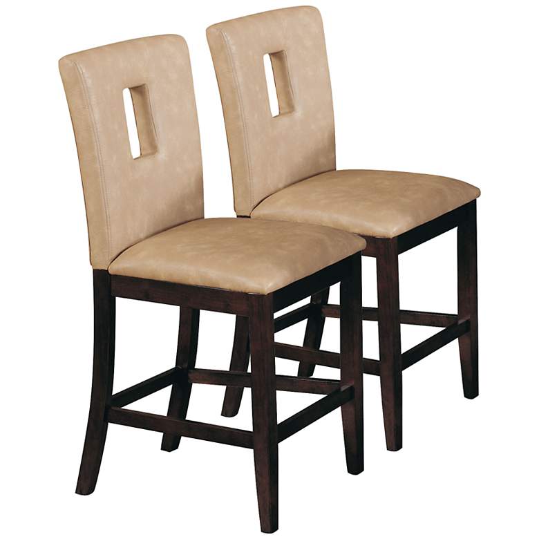 Image 1 Britney Cream Faux Leather 24 inch Counter Chair Set of 2