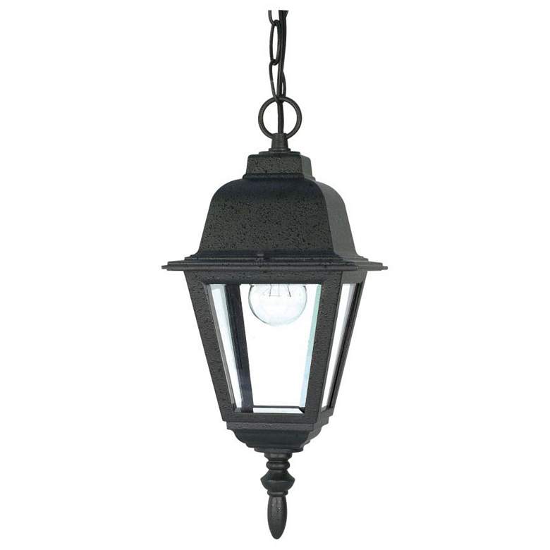 Image 1 Briton 1 Light 10" Hanging Lantern with Clear Glass - Textured Black