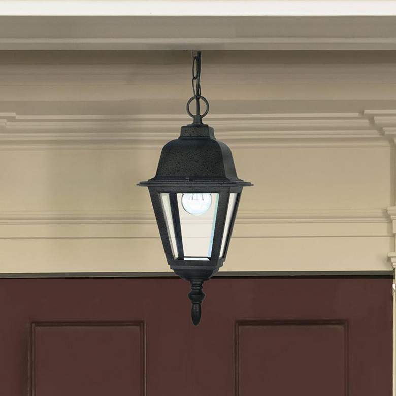 Image 1 Briton 1 Light 10" Hanging Lantern with Clear Glass - Textured Black