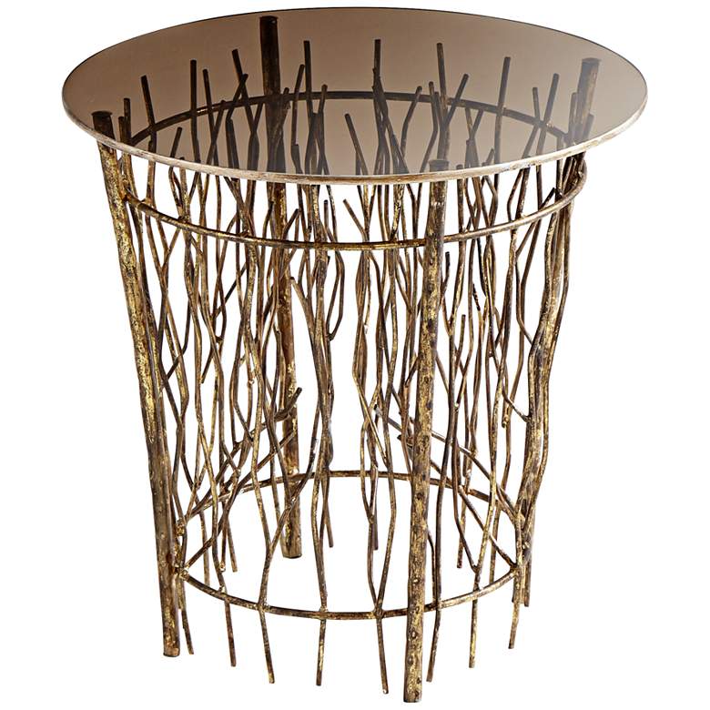 Image 1 Brittany Branch 24" Wide Antique Gold Round Side Table