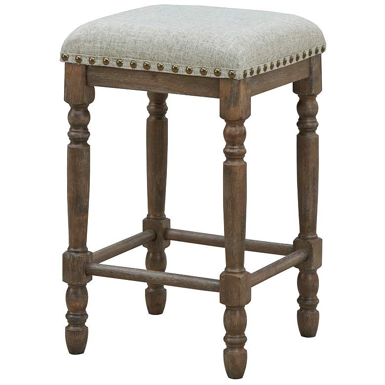 Image 1 Brittany Peppered Upholstered Vintage Walnut Deluxe Barstools Set of 2
