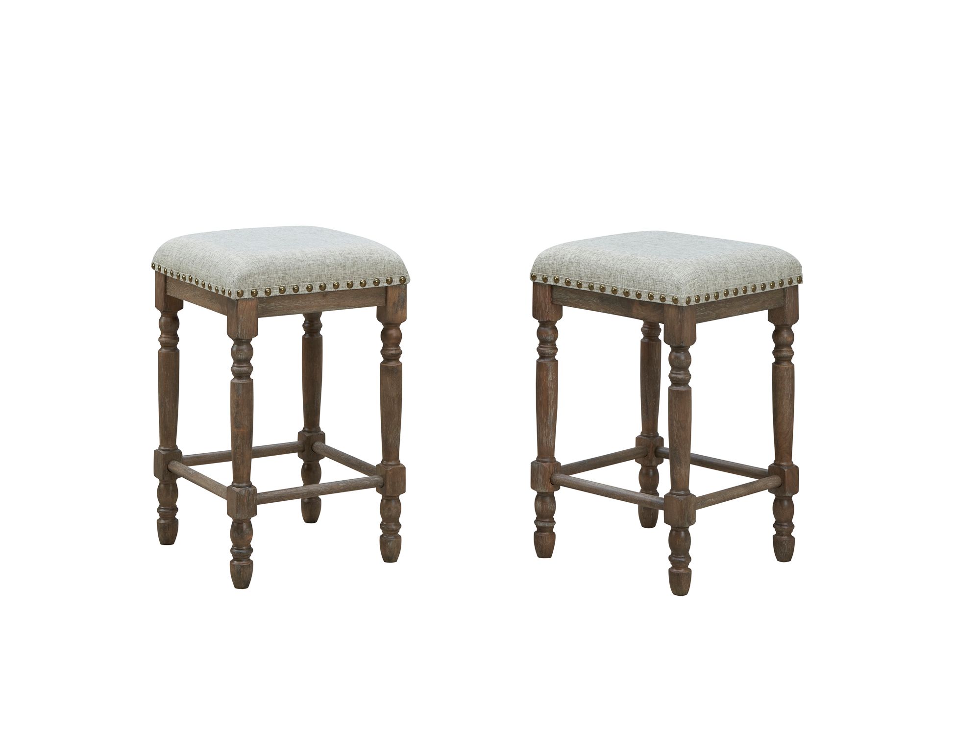 Image 2 Brittany Peppered Upholstered Vintage Walnut Deluxe Barstools Set of 2 more views