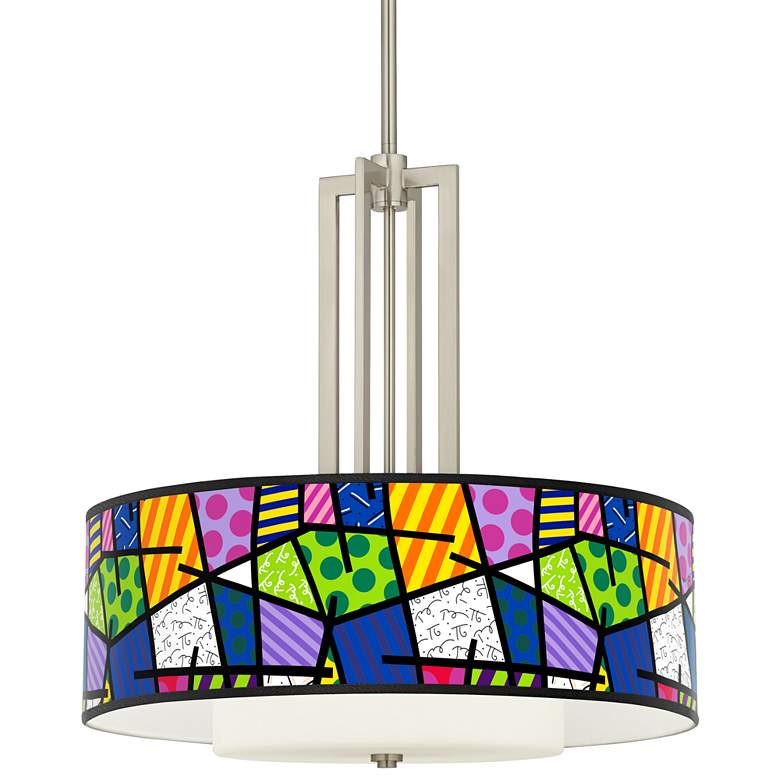 Image 1 Britto Abstract Carey 24 inch Brushed Nickel 4-Light Chandelier