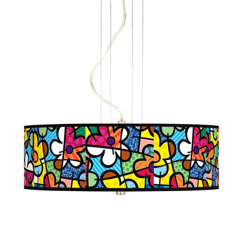 Image 1 Britto Flowers 20" Wide 3-Light Pendant Chandelier