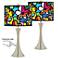 Britto Flowers Trish Brushed Nickel Touch Table Lamps Set of 2