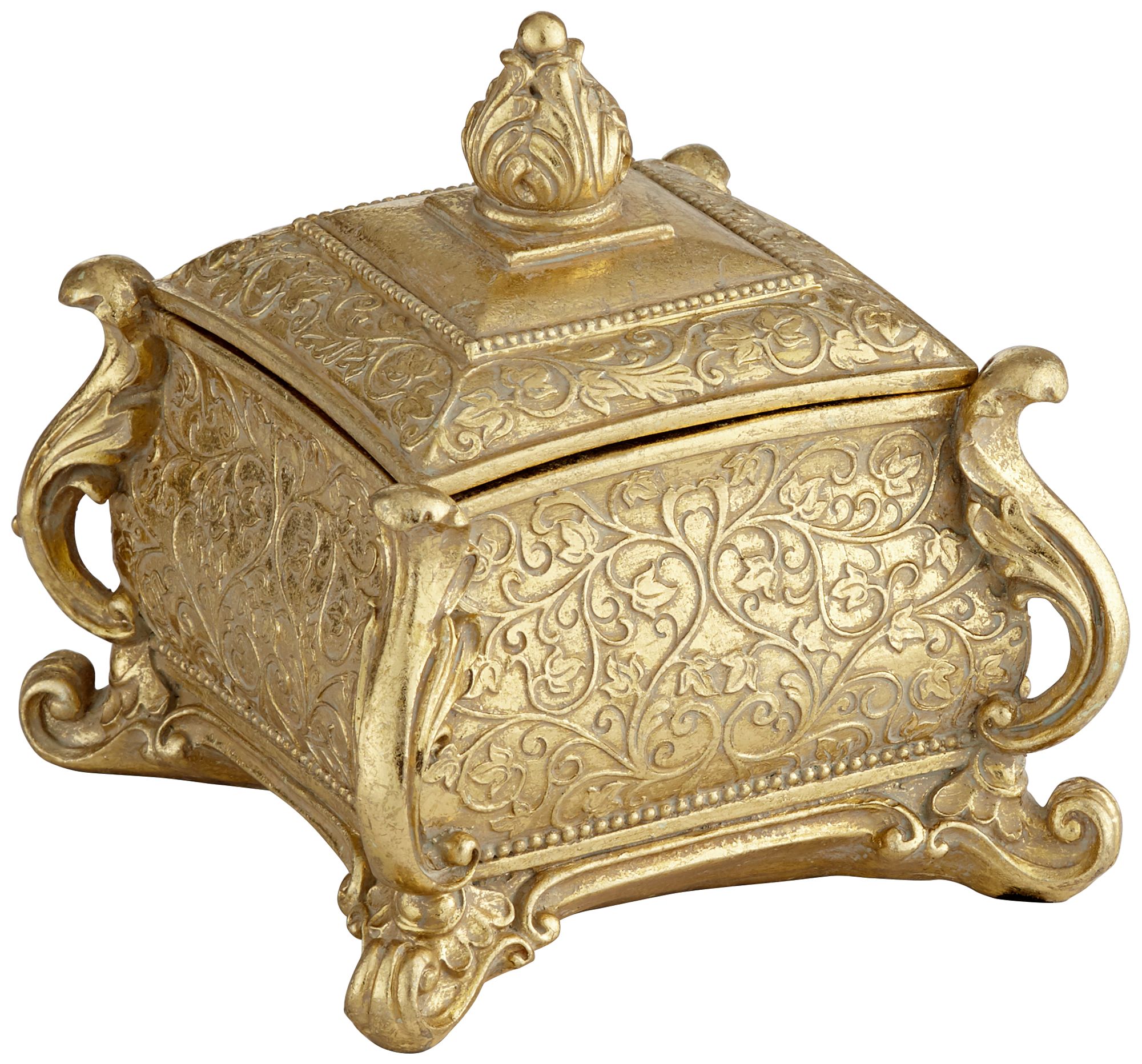 Florentine 5 3/4" Wide Antique Gold Mirrored Jewelry Box V8143 Lamps Plus