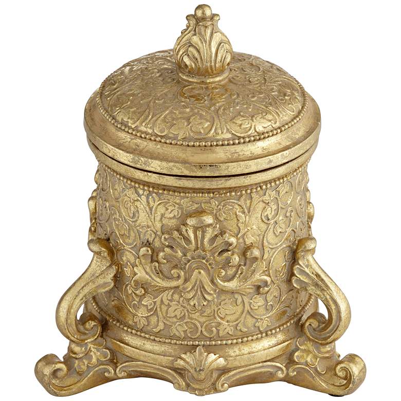 Image 2 Britton 7 inch High Antiqued Gold Traditional Jewelry Box