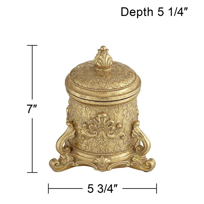 Image 6 Britton 7 inch High Antiqued Gold Traditional Jewelry Box more views