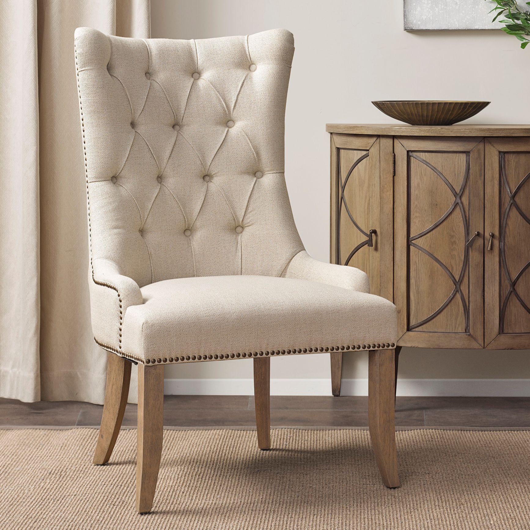 Cream tufted 2025 dining chairs